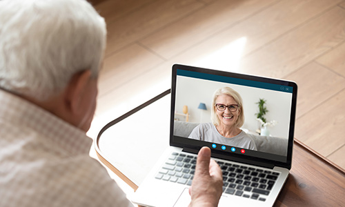 Computer - man using video chat Computer - man using video chat