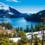 Snow melts slowly from the mountains as spring approaches at the end of May in south-central Alaska