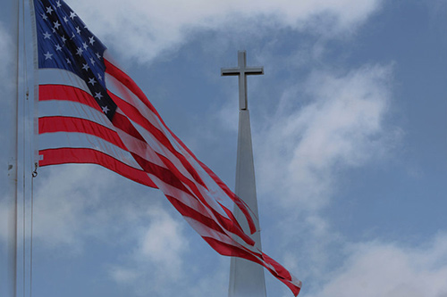 Flag and cross - religion - government Flag and cross - religion - government