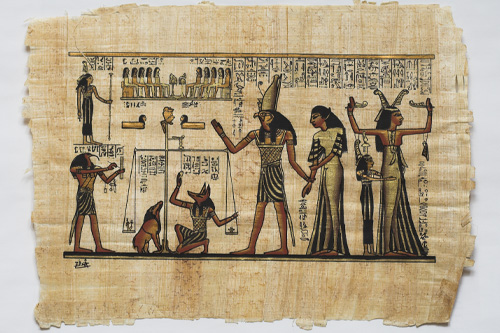 Egyptian figures on papyrus