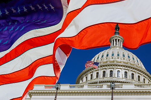 US Capital Building Capital building and flag