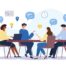 cartoon people having a meeting