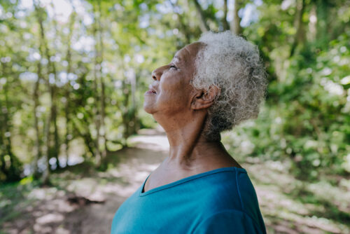 Portrait of a senior woman breathing fresh air Portrait of a senior woman breathing fresh air