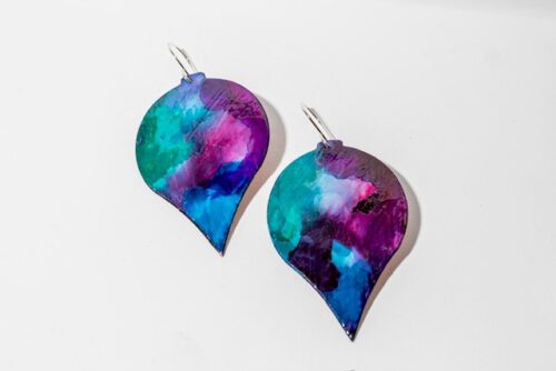 Sample of alcohol ink earrings that will be made in class