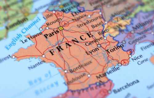 Map of France. Selective Focus.