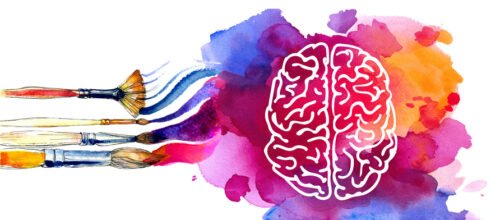 colorful watercolor brain
