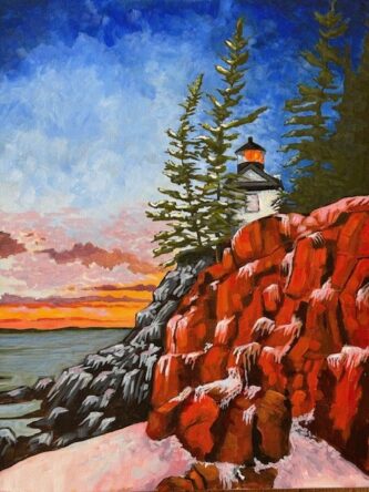 Sample of Bass Harbor Lighthouse painting.