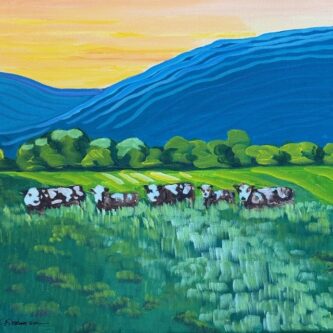 Cows Sample painting of cows in the meadow