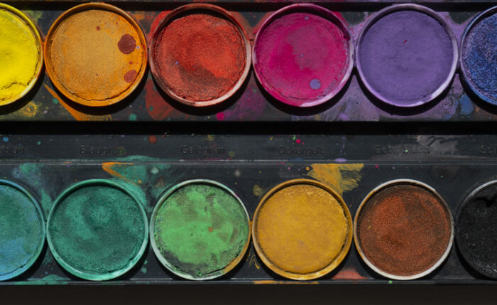 Set of watercolor paints