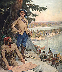 250px-La_Vérendrye A coureur des bois in the painting La Vérendrye at the Lake of the Woods, circa 1900–1930