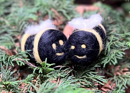 Sample of the needle felted bees we'll be making