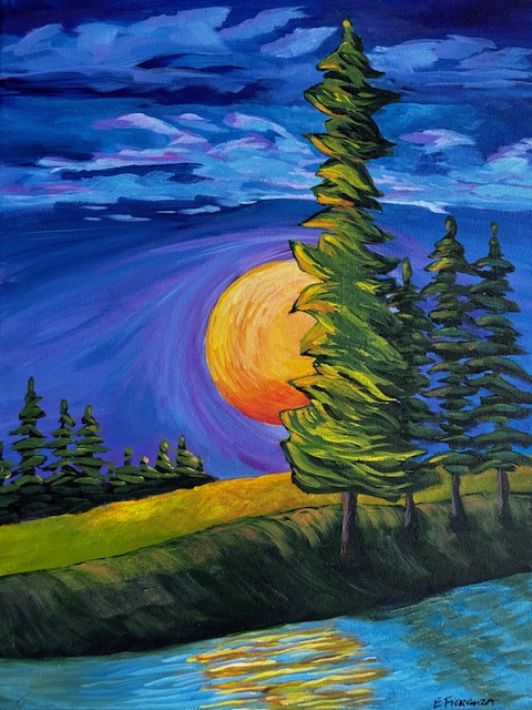 Sample painting of Moonlight and Reflections
