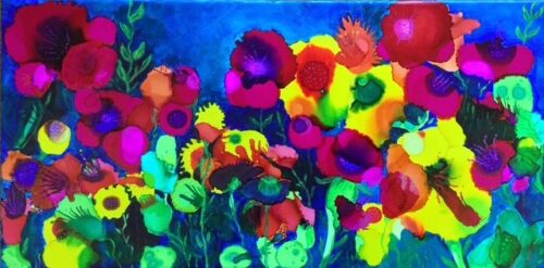 Sample of alcohol ink and acrylic paint painting