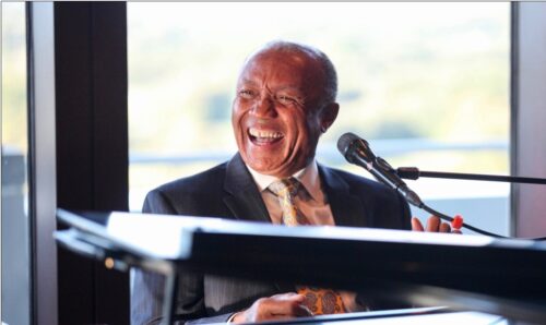 Ronnie Leigh sitting at a keyboard