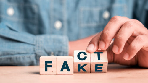 Flipping Wooden cube block for change fake to fact