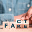 Flipping Wooden cube block for change fake to fact